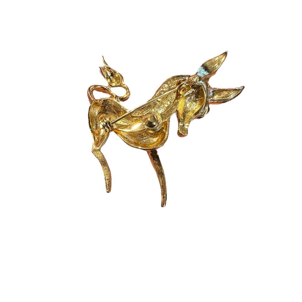 JJ Artifacts Donkey Goldtone Brooch Pin - Picture 3 of 4